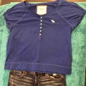 Abercrombie and Fitch size large blue crop top!